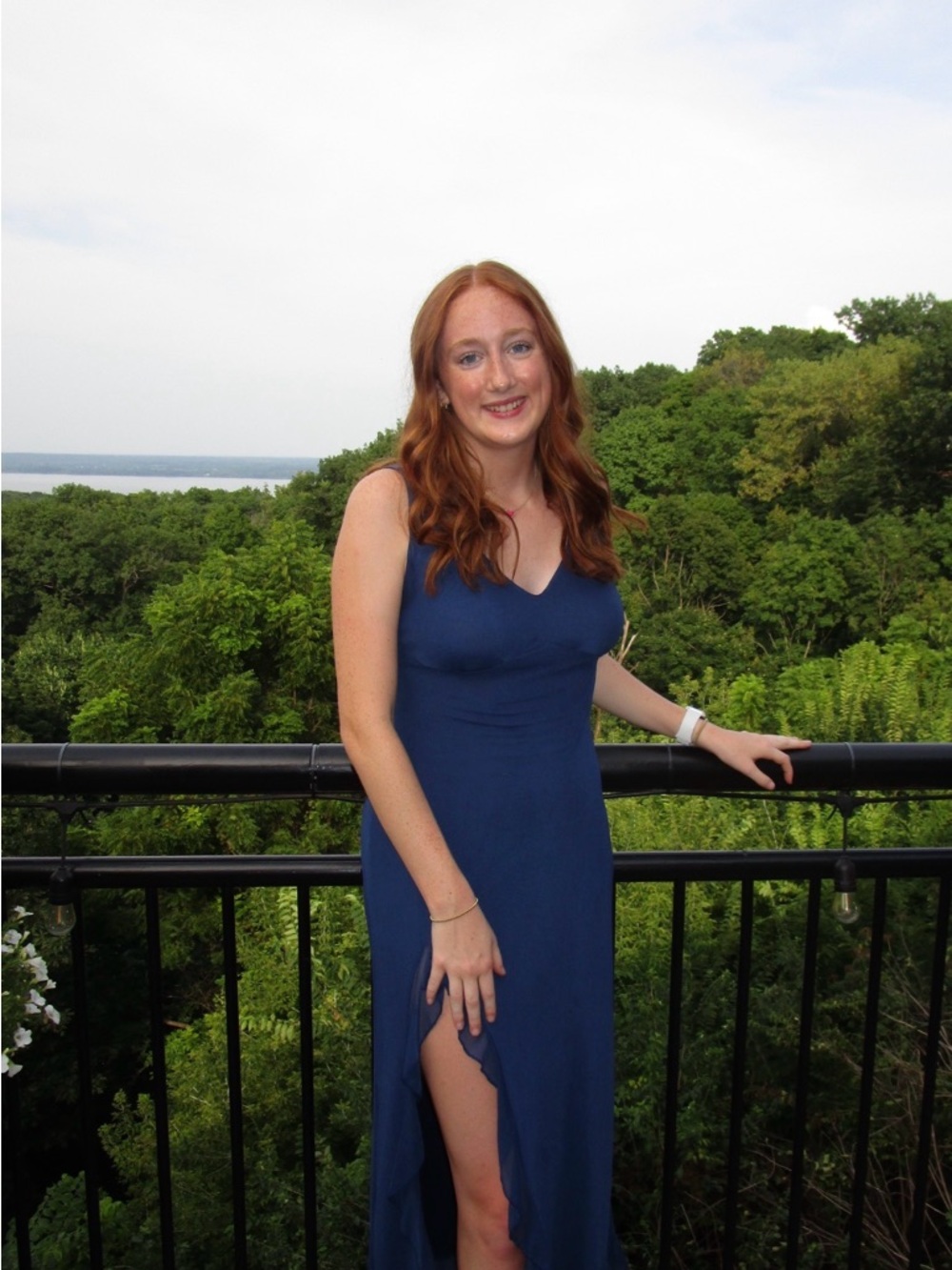 Amazon Blue Maxi Dress with Side Slit